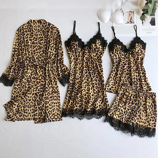 Leopard Print Pajama Sleepwear Set