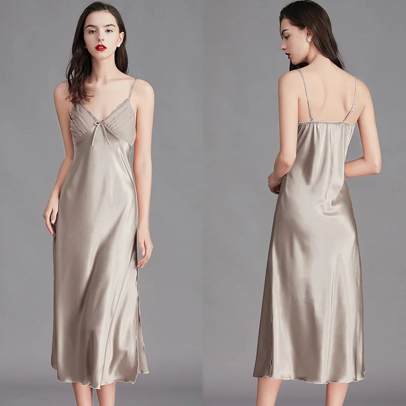 Satin Maxi Nightgown Sleepwear Dress