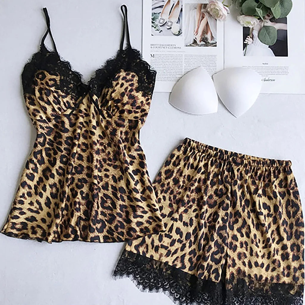 Leopard Print Pajama Sleepwear Set