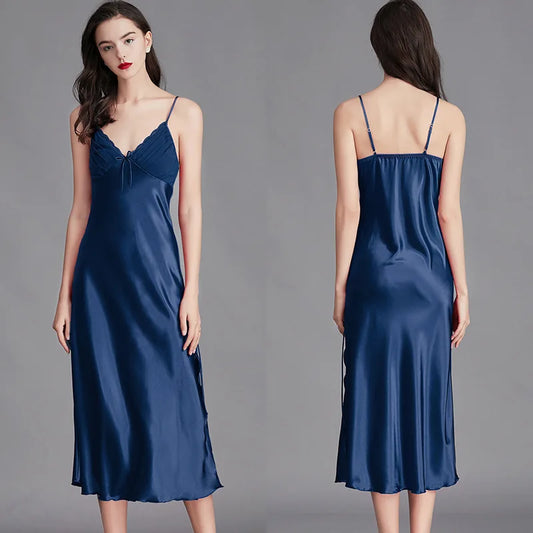 Satin Maxi Nightgown Sleepwear Dress