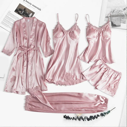 5-Piece Satin Sleepwear Set