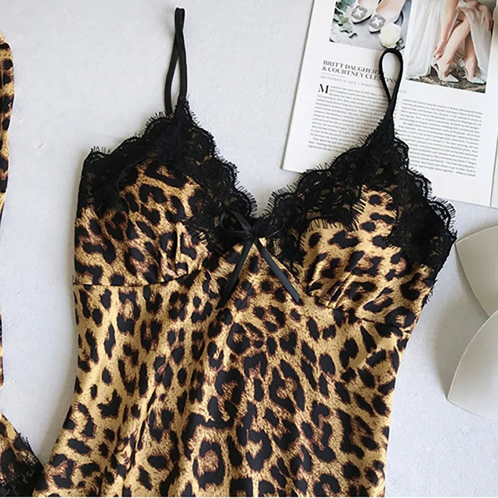 Leopard Print Pajama Sleepwear Set