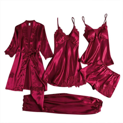 5-Piece Satin Sleepwear Set