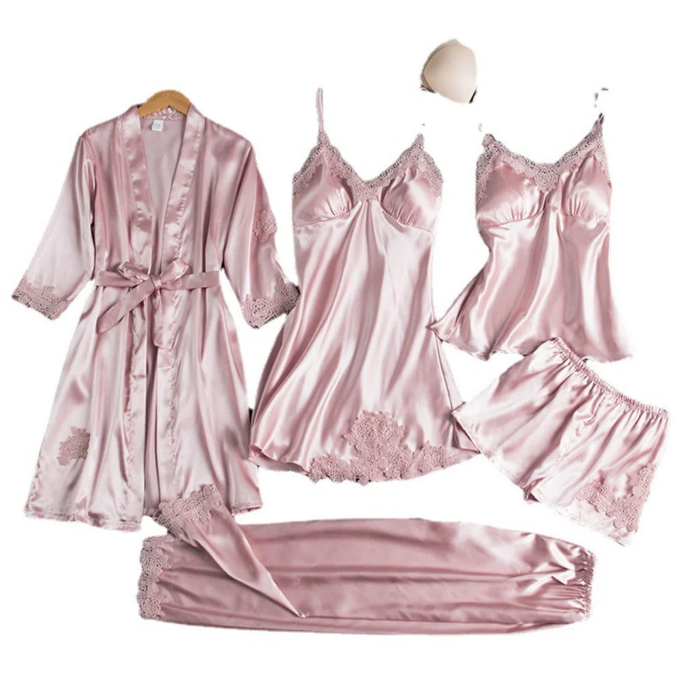 5-Piece Satin Sleepwear Set